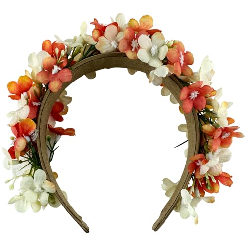 Blumen Haarreif "Marissa" mit zarten Blüten | Haarschmuck zu Dirndl Hochzeit Blumenmädchen (Orange, Einheitsgröße) von Trachtenland