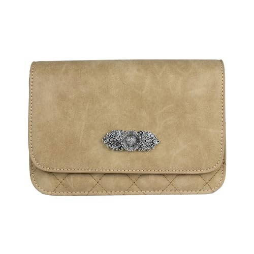 Gesteppte Handtasche "Fabia" mit Trachten Applikation | Hellbraun von Trachtenland