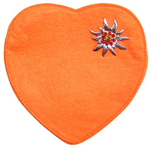 Herz Trachtentasche mit Edelweiß Orange von Trachtenland