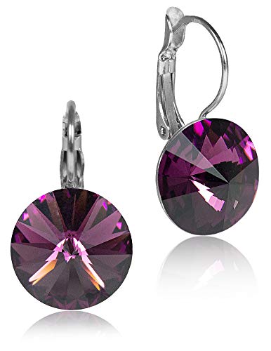 LUISIA Ohrringe Rivoli mit Kristallen von Swarovski - 12 mm Amethyst/Pflaume von Trachtenland