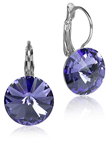 LUISIA® Ohrringe Rivoli mit Kristallen von Swarovski® - 12 mm Tanzanite/Lila von Trachtenland