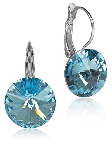 LUISIA Ohrringe Rivoli mit Kristallen von Swarovski - 14 mm Aqua/Hellblau von Trachtenland