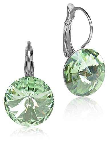 LUISIA Ohrringe Rivoli mit Kristallen von Swarovski - 14 mm Chrysolite/Lindgrün von Trachtenland