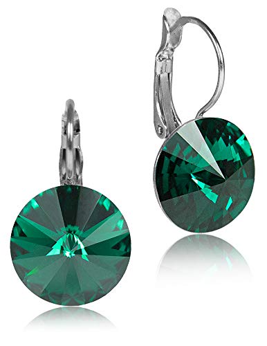 LUISIA® Ohrringe Rivoli mit Kristallen von Swarovski® - 14 mm Emerald/Smaragdgrün von Trachtenland