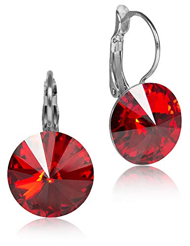 LUISIA Ohrringe Rivoli mit Kristallen von Swarovski - 14 mm Light Siam/Rot von Trachtenland