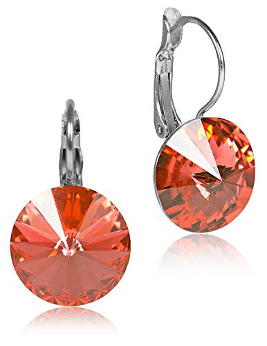 LUISIA Ohrringe Rivoli mit Kristallen von Swarovski - 14 mm Padparadscha/Koralle von Trachtenland