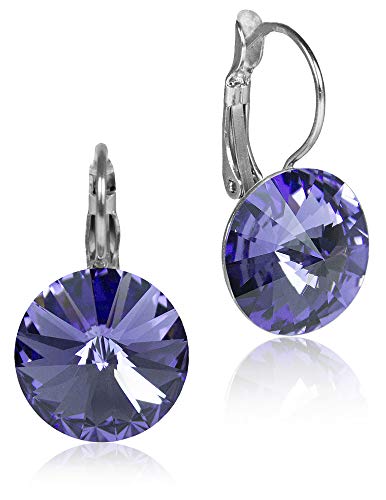 LUISIA Ohrringe Rivoli mit Kristallen von Swarovski - 14 mm Tanzanite/Lila von Trachtenland