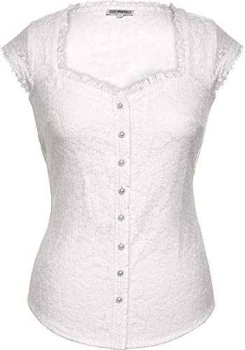 Marjo Damen Trachten Blusenshirt Nevia-Emily mit Spitze - Offwhite Gr. 32 von Trachtenland