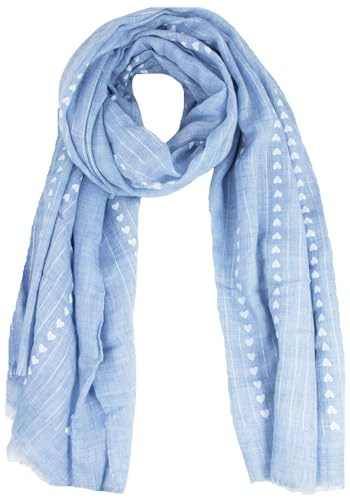 Trachten Schal Uni mit Herzen und Glitter Streifen - Hellblau von Trachtenland