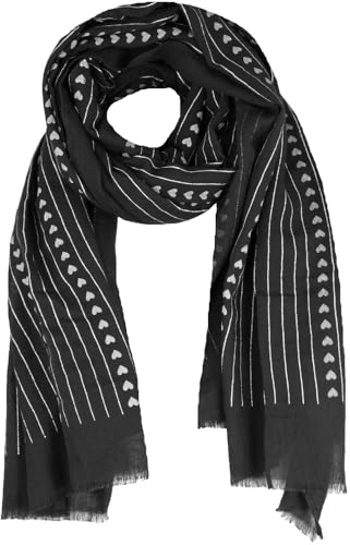 Trachten Schal Uni mit Herzen und Glitter Streifen - Schwarz von Trachtenland