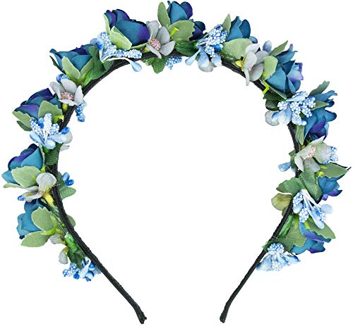 Trachtenland Blumen Haarreif Sabia - Bezaubernder Haarschmuck zum Dirndl, für Hochzeiten, Kommunion oder Festivals (Einheitsgröße, Blau) von Trachtenland