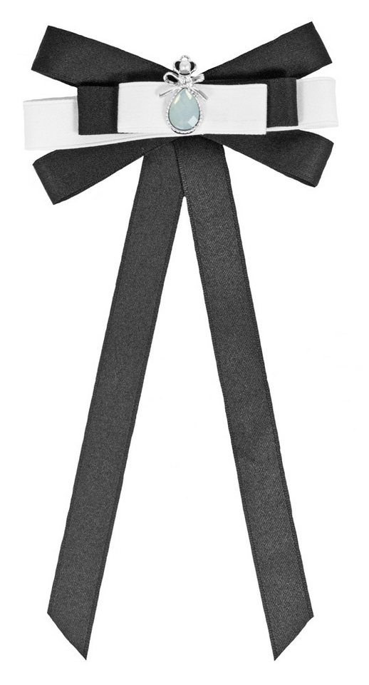 Trachtenland Brosche Brosche Barock Schleife mit Krone - Schwarz Weiß von Trachtenland