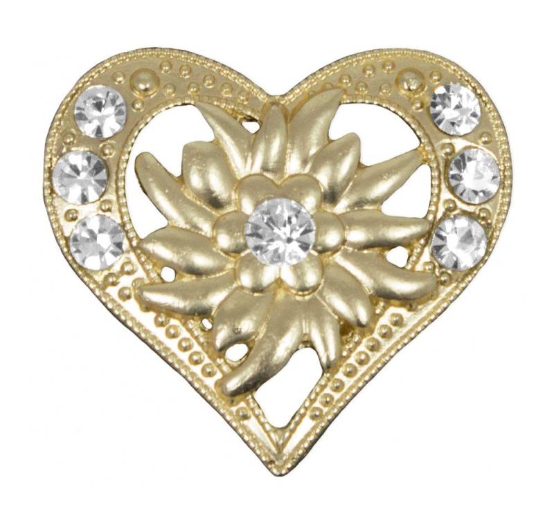 Trachtenland Brosche Magnet Brosche Tuchhalter - Gold Herz mit Strass von Trachtenland