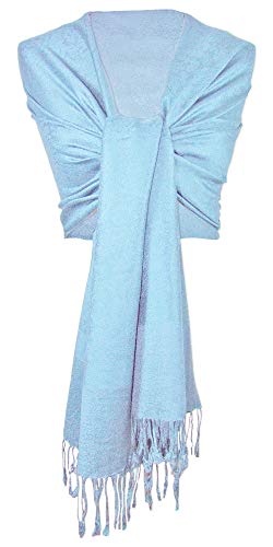 Trachtenland Dirndltuch Stola - Eleganter Schal mit floralem Muster - Trachtentuch zu Dirndl und Lederhose (Hellblau, ca. 185 x 70 cm) von Trachtenland