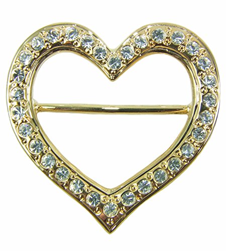 Trachtenland Herz Schalring Brosche mit Strass - Gold - Schöner Schmuck zum Halstuch von Trachtenland