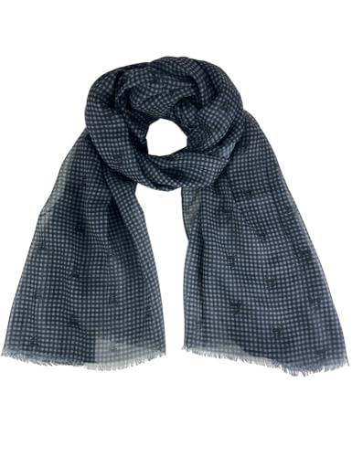 Trachtenland - Trachten Schal kariert mit Hirschmotiv - Schönes Halstuch zu Dirndl und Lederhose (Schwarz, Maße: ca. 185 x 70 cm) von Trachtenland