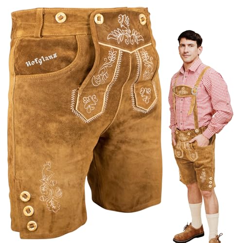 HOFGLANZ® Trachten Lederhose Herren Kurz - Hochwertige Trachtenhose für Herren mit Hosenträgern - Traditionelle Echtlederhose für Oktoberfest Bequem & Robust (Größen 46-58) HOFGLANZ® Trachten Lederhose Herren Kurz - Hochwertige Trachtenhose für Herren mit Hosenträgern - Traditionelle Echtlederhose für Oktoberfest Bequem & Robust (Größen 46-58) von Trachtenlust