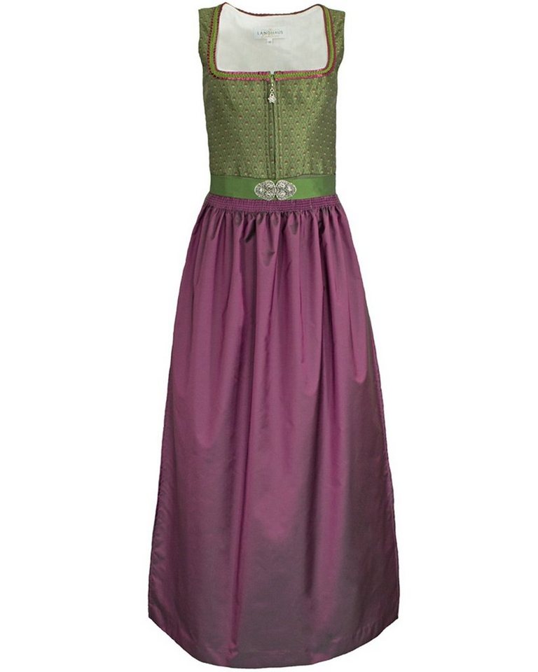 Trachtenmode Hiebaum Dirndl Langes Kleid 'Cersei' Traditionell, Grün Lila 95c von Trachtenmode Hiebaum
