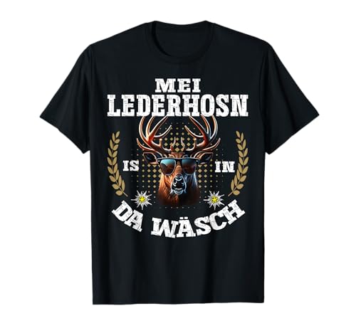 Mei Lederhosn In Da Wäsch Lausbua Hirsch Lederhose Kinder T-Shirt von Trachtenshirt Dirndl Ersatz Shirt Bayrische Tracht