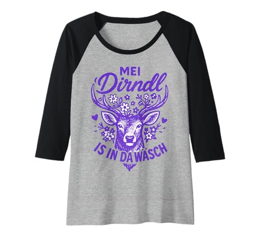 Damen Dirndl Ersatz Tracht MEI Dirndl is in da Wäsch Oktoberfest Raglan von Trachtenshirt Dirndl is in da Wäsch Trachten Shirt