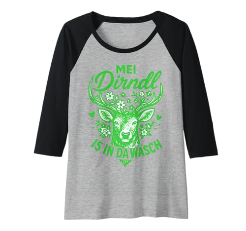 Damen Dirndl Ersatz Tracht MEI Dirndl is in da Wäsch Oktoberfest Raglan von Trachtenshirt Dirndl is in da Wäsch Trachten Shirt