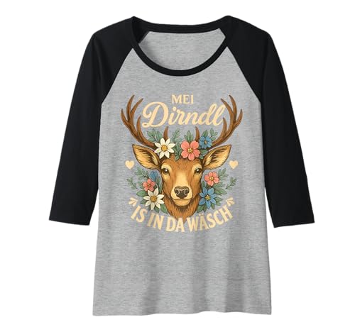 Damen Dirndl Ersatz Tracht MEI Dirndl is in da Wäsch Oktoberfest Raglan von Trachtenshirt Dirndl is in da Wäsch Trachten Shirt