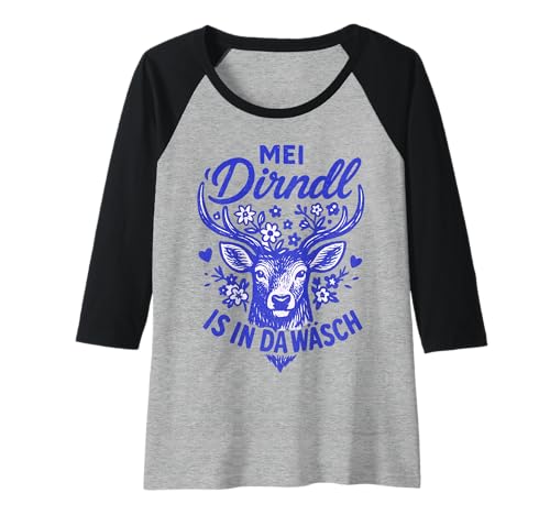 Damen Dirndl Ersatz Tracht MEI Dirndl is in da Wäsch Oktoberfest Raglan von Trachtenshirt Dirndl is in da Wäsch Trachten Shirt