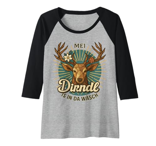 Damen Dirndl Ersatz Tracht MEI Dirndl is in da Wäsch Oktoberfest Raglan von Trachtenshirt Dirndl is in da Wäsch Trachten Shirt