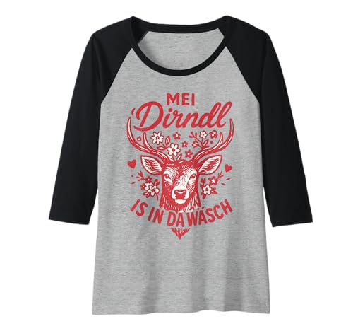 Damen Dirndl Ersatz Tracht MEI Dirndl is in da Wäsch Oktoberfest Raglan von Trachtenshirt Dirndl is in da Wäsch Trachten Shirt
