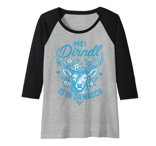 Damen Dirndl Ersatz Tracht MEI Dirndl is in da Wäsch Oktoberfest Raglan von Trachtenshirt Dirndl is in da Wäsch Trachten Shirt