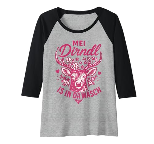 Damen Dirndl Ersatz Tracht MEI Dirndl is in da Wäsch Oktoberfest Raglan von Trachtenshirt Dirndl is in da Wäsch Trachten Shirt
