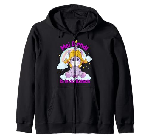 Einhorn MEI Dirndl is in da Wäsch Volksfest Trachten Kapuzenjacke von Trachtenshirt Kostüm Mädchen süsses Design