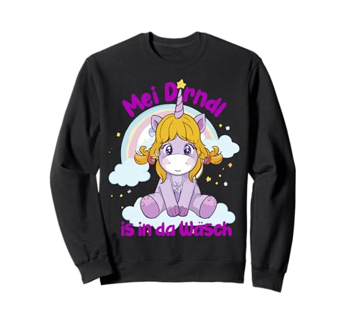 Einhorn MEI Dirndl is in da Wäsch Volksfest Trachten Sweatshirt von Trachtenshirt Kostüm Mädchen süsses Design