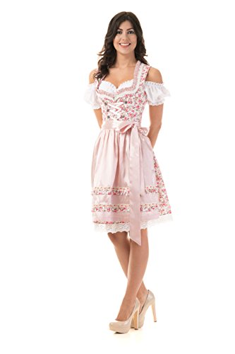 Trachtl.de - Ertex GbR DIRNDL TRACHTENKLEID GEBLÜMT ROSE 3.tlg - Größe 38 von Trachtl.de - Ertex GbR