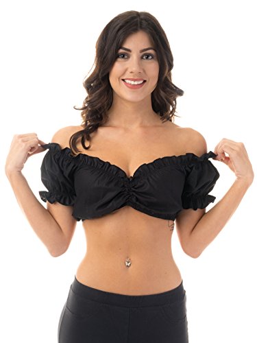 Trachtl.de - Ertex GbR Dirndlbluse - Trachtenbluse IN SCHWARZ MIT Tunnelzug (Carmenbluse) - Größe 40 von Trachtl.de - Ertex GbR