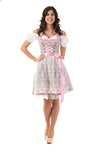 Dirndl Trachtenkleid Damen Nicole IN GRAU/ROSA 3.TLG 38 von Trachtl.de