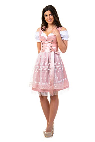 Dirndl Trachtenkleid Damen Sarah IN ROSA 3.TLG 34 von Trachtl.de