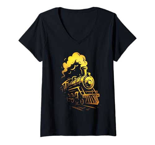 Damen Dampfzug Graffiti Street Artwork T-Shirt mit V-Ausschnitt Damen Dampfzug Graffiti Street Artwork T-Shirt mit V-Ausschnitt von Track Street