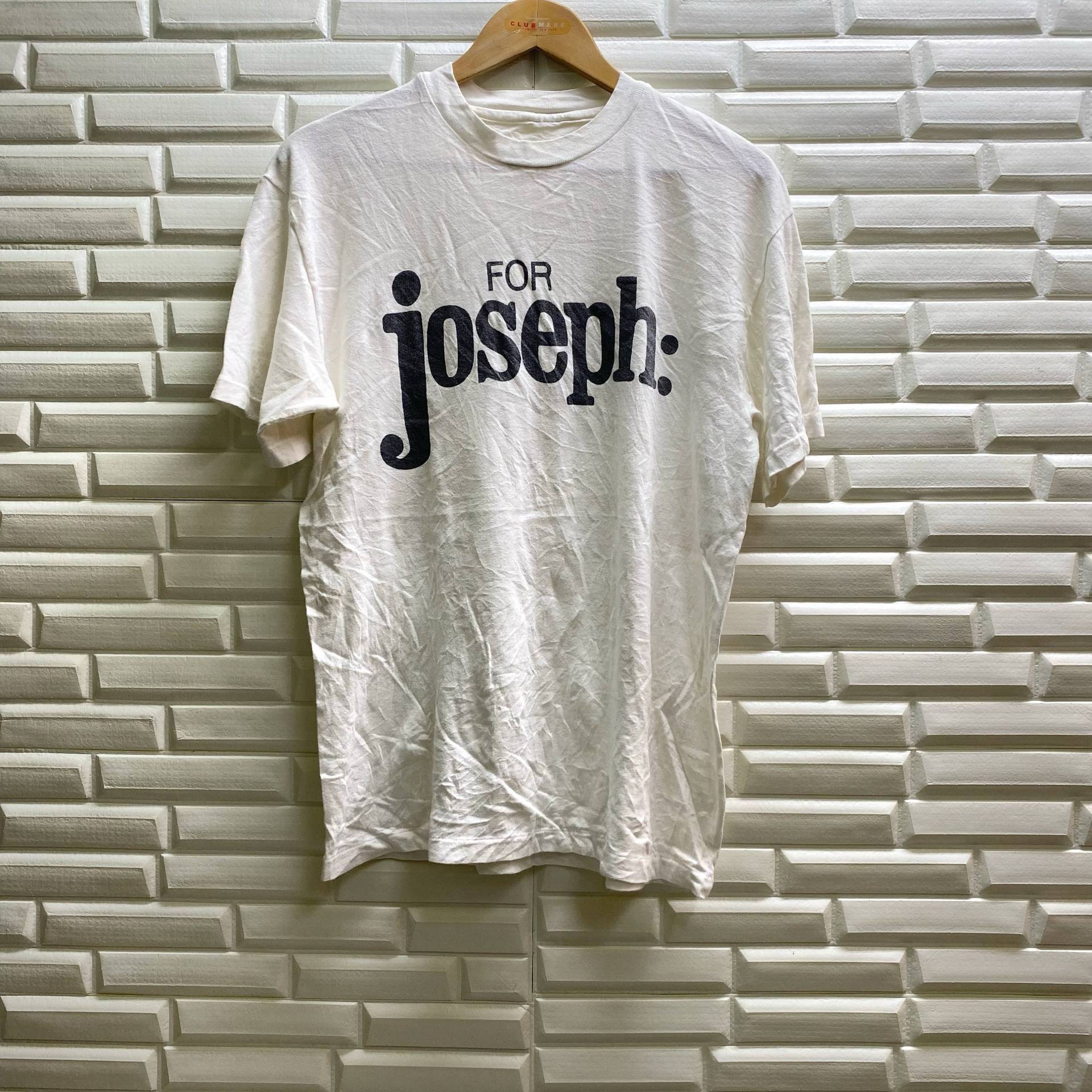 Vintage 80Er Jahre For Joseph Style Spell Out Paperthin American Rock Fashion Design Top T-Shirt Weiß Großformat von Tracstore