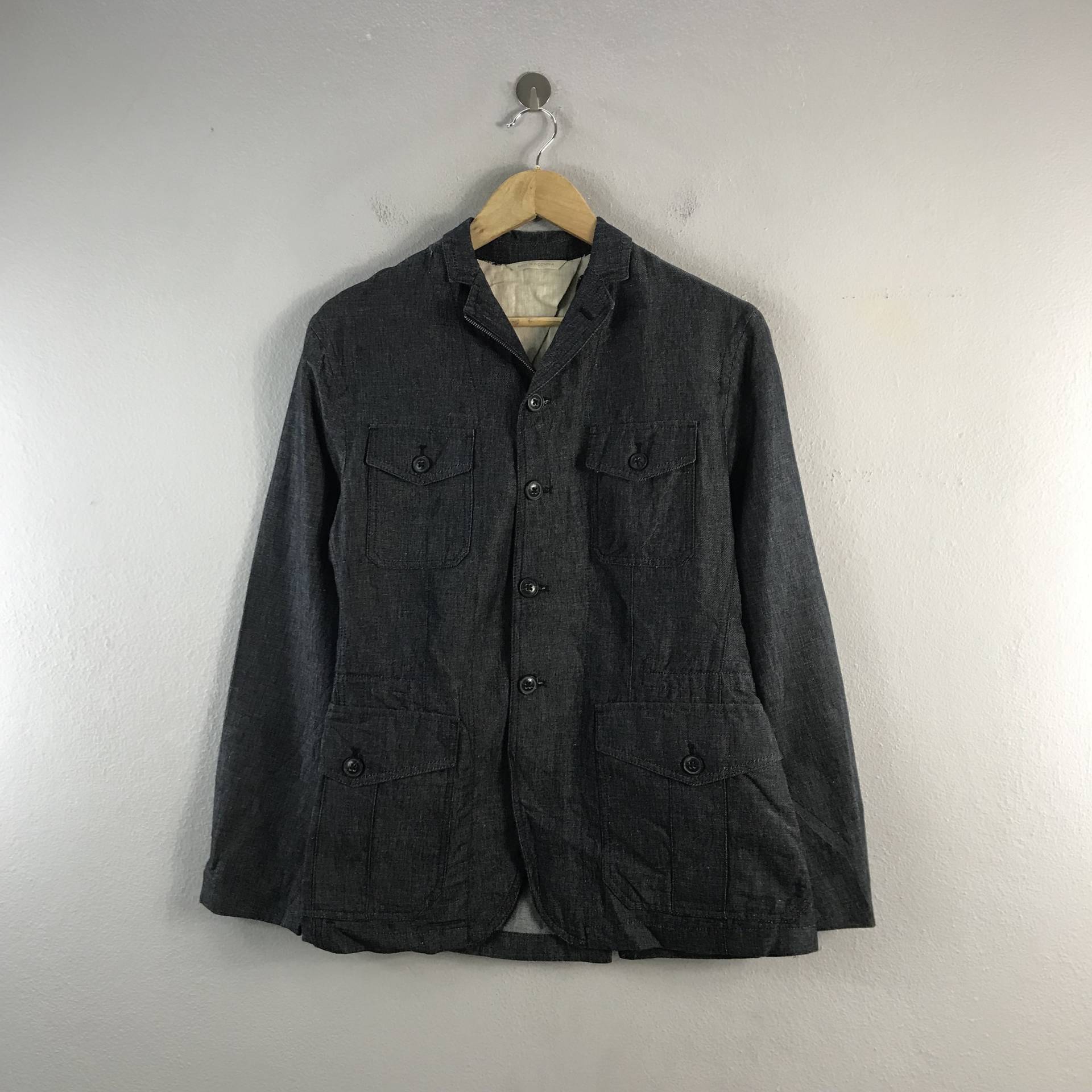 Vintage Banana Republic Multipocket Field Chore Denim Style Heritage Herrenmode Casual Outfits Mode Bomber Windjacke Blau Klein von Tracstore