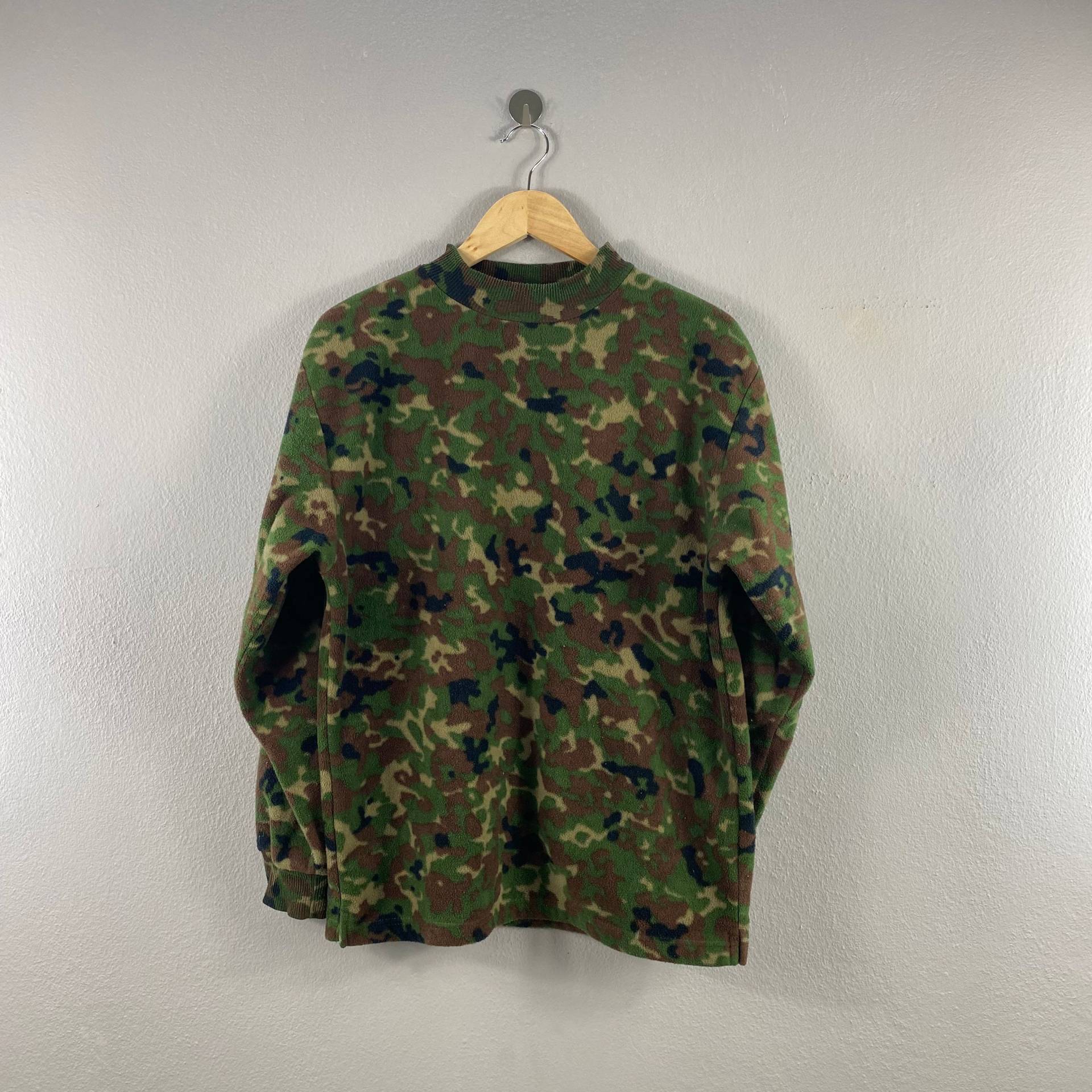 Vintage Camo Crewneck Fleece Style Design Army Pullover Military Utility Outfits Jacke Lässiges Sweatshirt Grün Mittelgroß von Tracstore