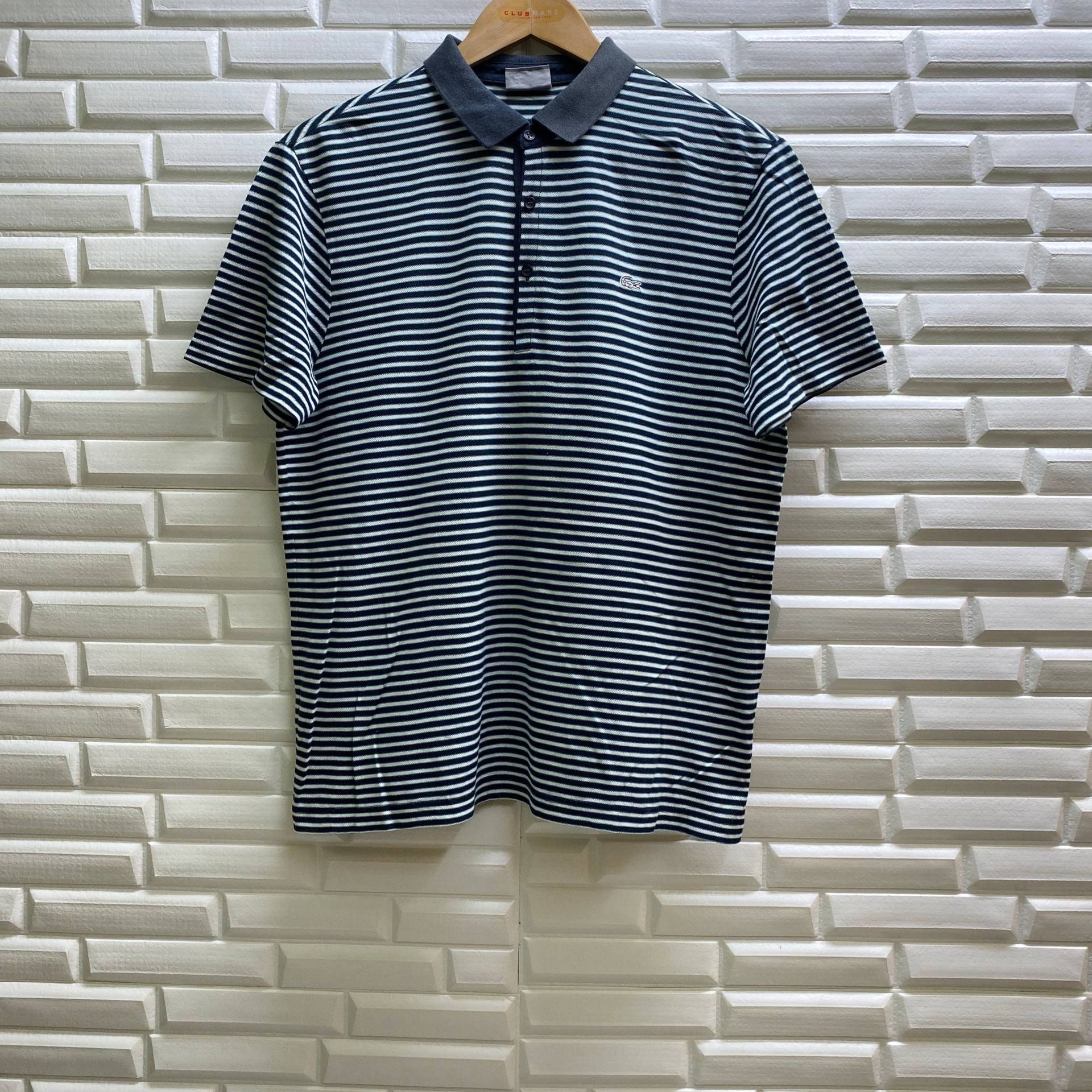 Vintage Lacoste Striped Casual Style Herrenbekleidung Design Polokragen Japan Designer Button Outfits Modemarke Top T-Shirt Tshirt Grün Large von Tracstore