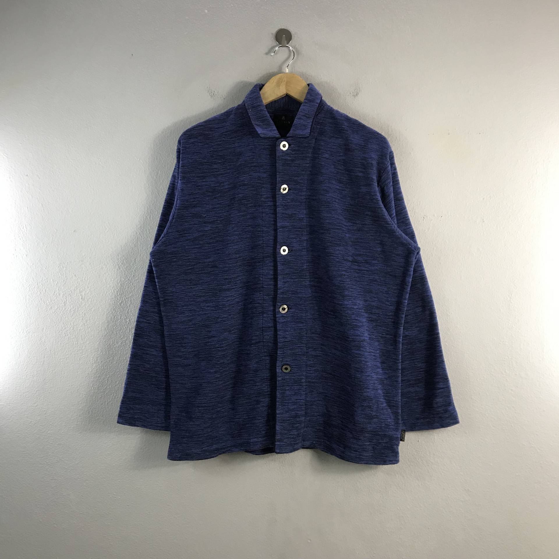 Vintage Lanvin Collection Style Designer Casual Herrenmode Brand Langarm Outfits Fashion Hemd Oxford Buttondown Blau Groß von Tracstore