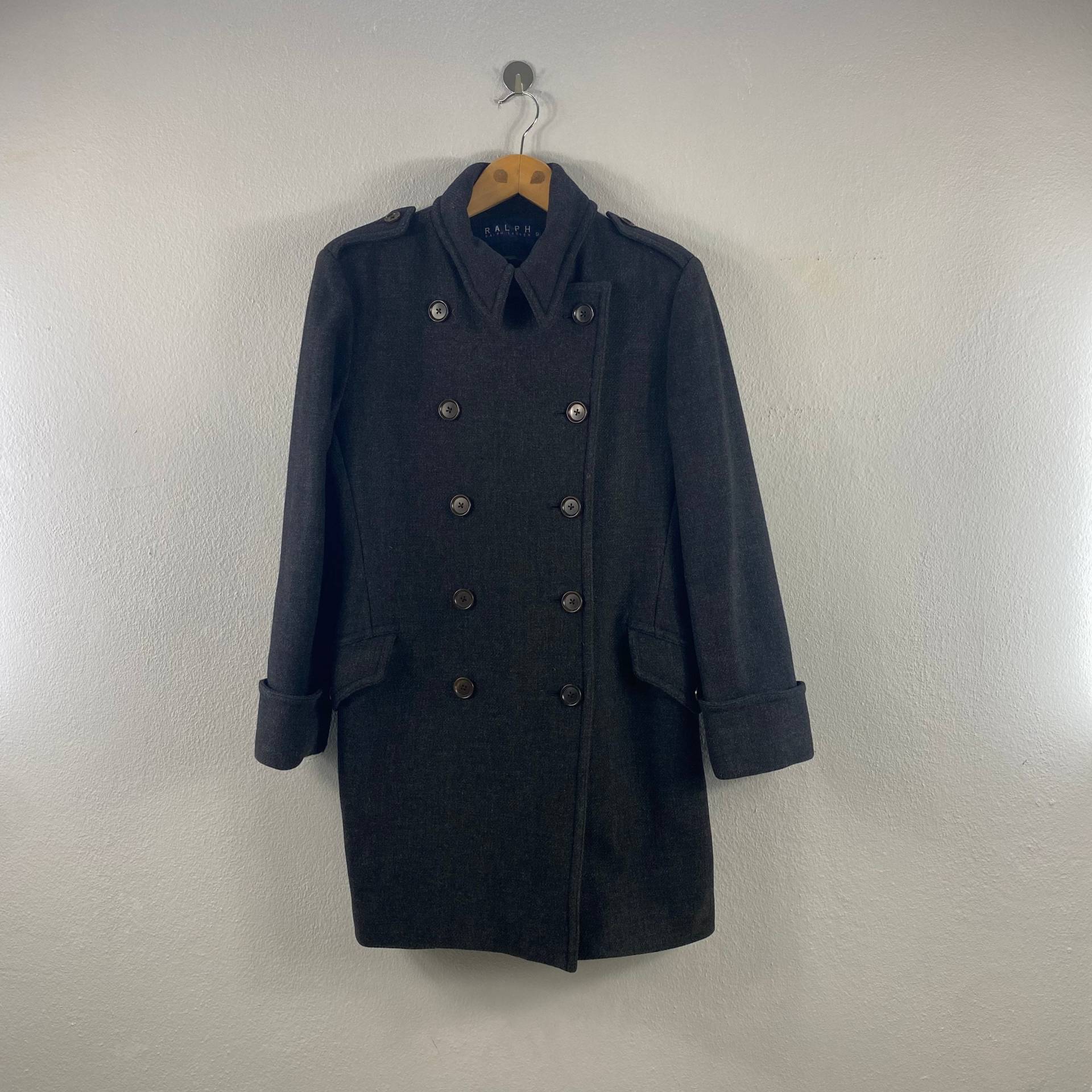 Vintage Ralph Lauren Peacoat Stilvoller Lässiger Mantel Duffle-Stil Modedesign Outfits Bomber-Windjacke Grau Große Größe von Tracstore