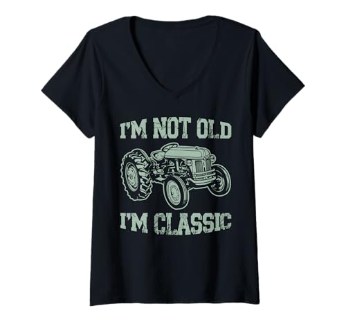 Damen I'm Not Old I'm Classic Traktor T-Shirt mit V-Ausschnitt Damen I'm Not Old I'm Classic Traktor T-Shirt mit V-Ausschnitt von Tractor Fans Store
