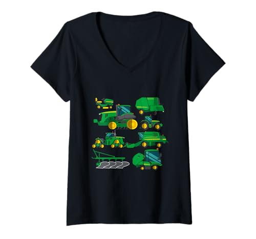 Damen Traktor Farmer Landwirtschaft Fahrzeuge Trucks Bauernhof Jungen Kinder T-Shirt mit V-Ausschnitt Damen Traktor Farmer Landwirtschaft Fahrzeuge Trucks Bauernhof Jungen Kinder T-Shirt mit V-Ausschnitt von Tractor Farmer Farming Vehicles Trucks Farm
