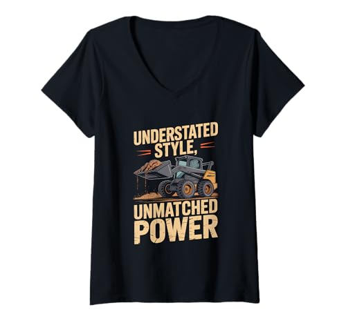 Damen Kompaktlader Manövrieren Sie Enge Stellen wie EIN Boss T-Shirt mit V-Ausschnitt Damen Kompaktlader Manövrieren Sie Enge Stellen wie EIN Boss T-Shirt mit V-Ausschnitt von Tractor Power Blue Collar Gear