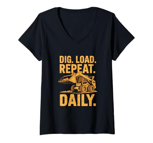 Damen Kompaktlader Bobcat Drivers Zero Turn Grit T-Shirt mit V-Ausschnitt Damen Kompaktlader Bobcat Drivers Zero Turn Grit T-Shirt mit V-Ausschnitt von Tractor Pride Operator Vibe Gear
