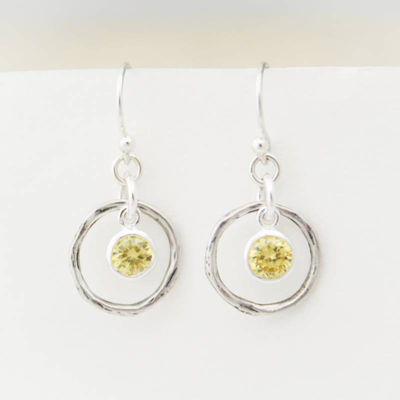 Gelber Topas November Geburtsstein Ohrringe Sterling Silber Zweig Schmuck von TracyTayanDesigns