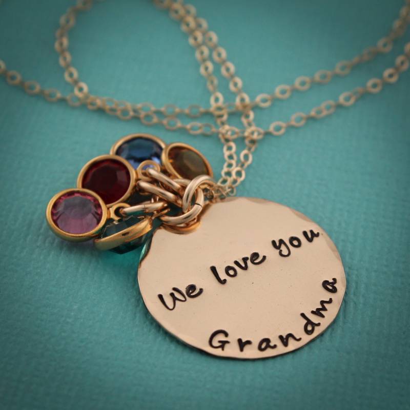 Gold Oma Halskette Mit Geburtssteinen Großmutter in 14K Filled Hand Gestempelt Schmuck von TracyTayanDesigns